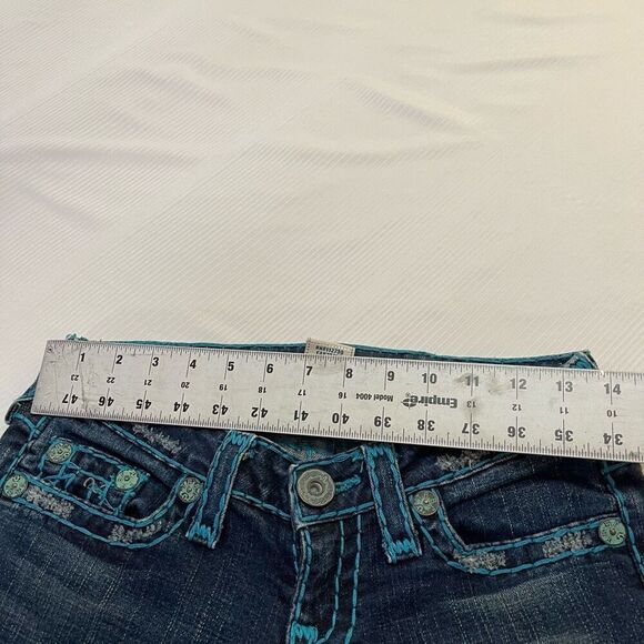 True Religion Joey Super T Denim Blue Stitch Jeans Size 26 Rare - Picture 3 of 11